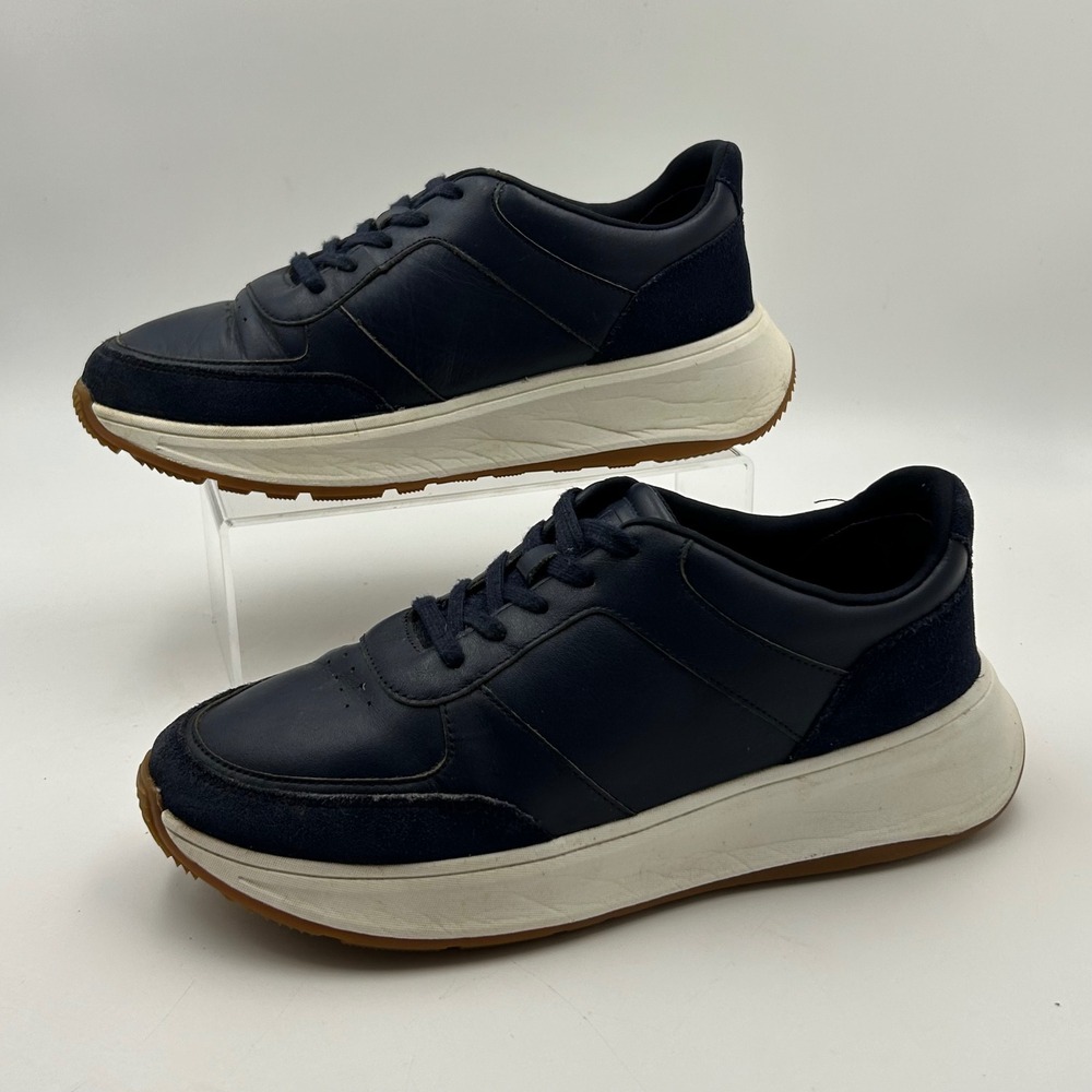 FitFlop Vitamin FF Sneakers Womens Sz 9 Navy Blue Leather Suede Comfort Walking - Picture 2 of 9